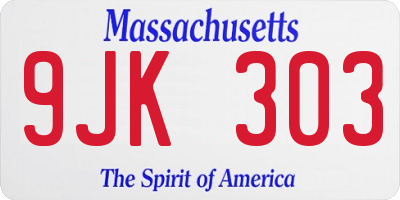 MA license plate 9JK303