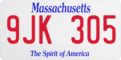 MA license plate 9JK305