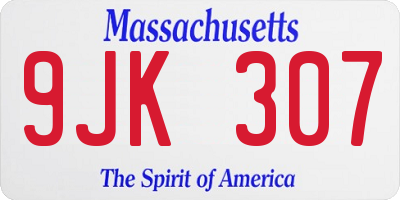 MA license plate 9JK307