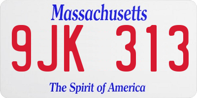 MA license plate 9JK313