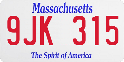 MA license plate 9JK315
