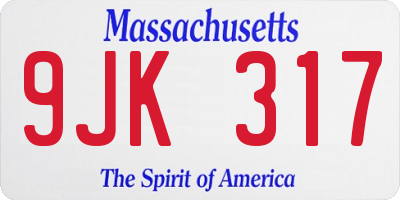 MA license plate 9JK317