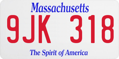 MA license plate 9JK318