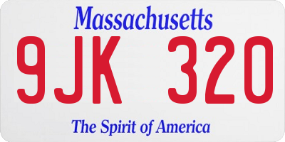 MA license plate 9JK320