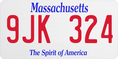MA license plate 9JK324