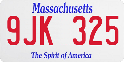 MA license plate 9JK325