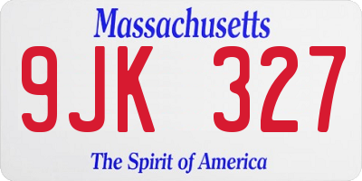 MA license plate 9JK327