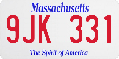 MA license plate 9JK331