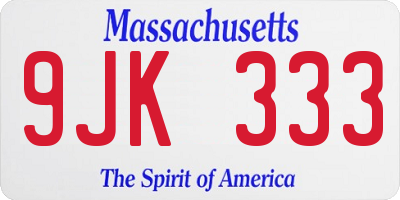 MA license plate 9JK333