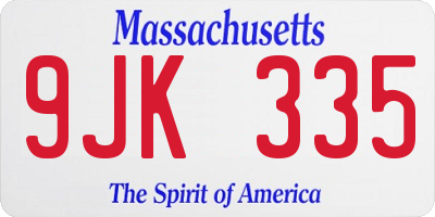 MA license plate 9JK335