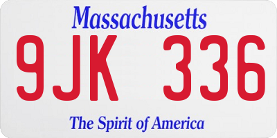 MA license plate 9JK336