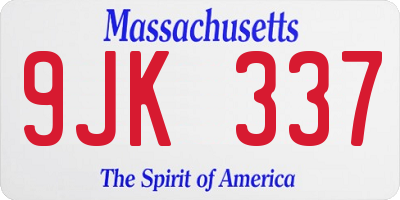 MA license plate 9JK337
