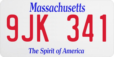 MA license plate 9JK341