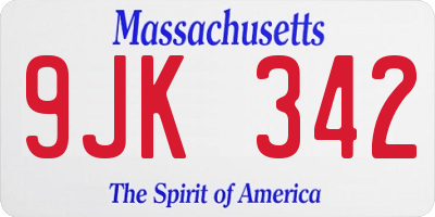 MA license plate 9JK342