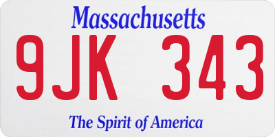 MA license plate 9JK343