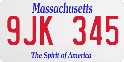 MA license plate 9JK345