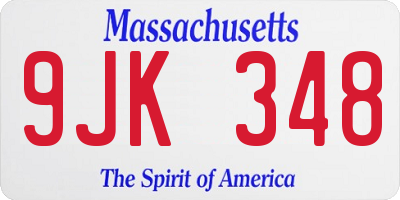 MA license plate 9JK348