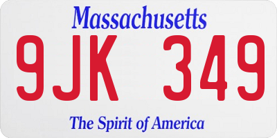 MA license plate 9JK349