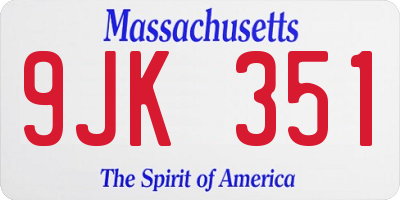 MA license plate 9JK351