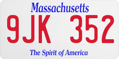 MA license plate 9JK352