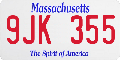 MA license plate 9JK355