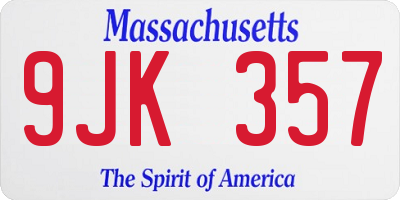 MA license plate 9JK357