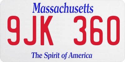 MA license plate 9JK360