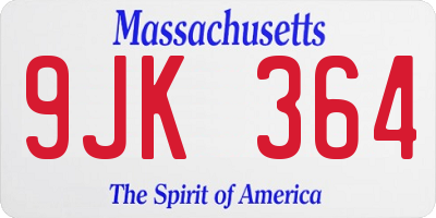 MA license plate 9JK364