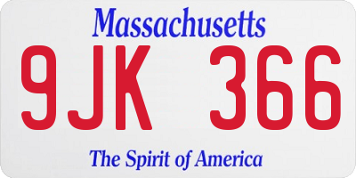 MA license plate 9JK366