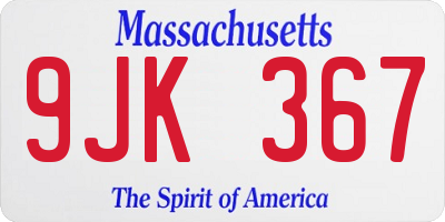 MA license plate 9JK367