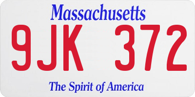 MA license plate 9JK372
