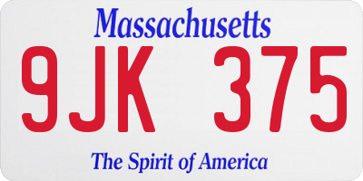 MA license plate 9JK375