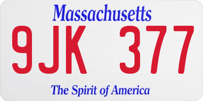 MA license plate 9JK377