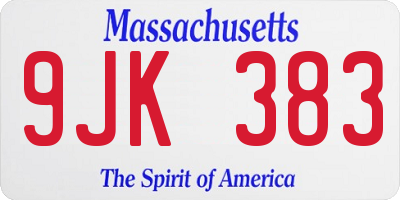 MA license plate 9JK383