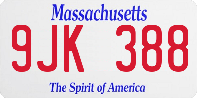 MA license plate 9JK388