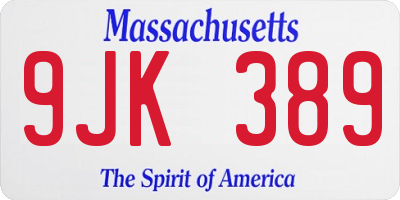 MA license plate 9JK389