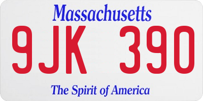 MA license plate 9JK390