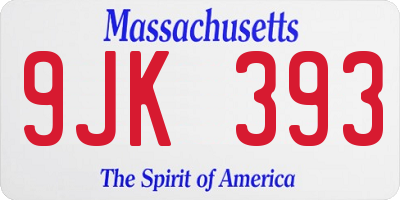 MA license plate 9JK393