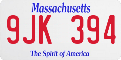 MA license plate 9JK394