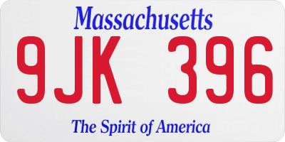 MA license plate 9JK396