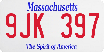 MA license plate 9JK397