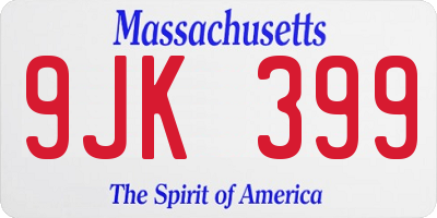 MA license plate 9JK399