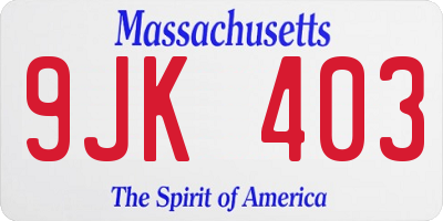 MA license plate 9JK403