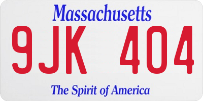 MA license plate 9JK404