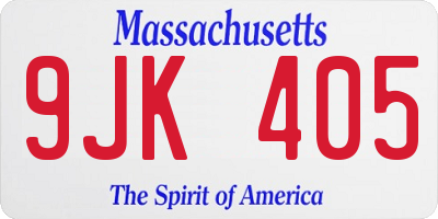 MA license plate 9JK405