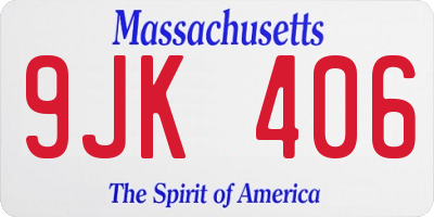 MA license plate 9JK406