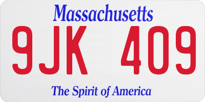 MA license plate 9JK409