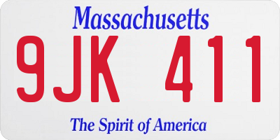 MA license plate 9JK411