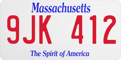 MA license plate 9JK412