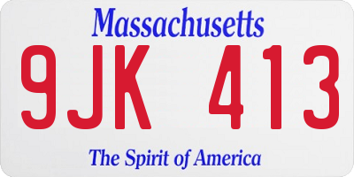 MA license plate 9JK413